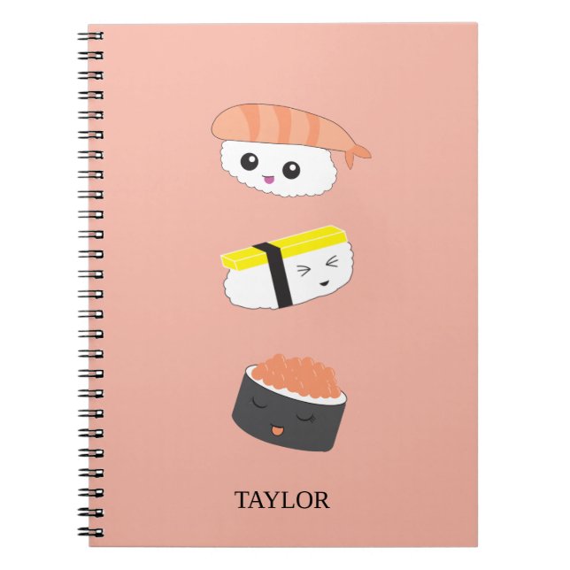 Personlig Cute sushi illustration Anteckningsbok (Framsidan)