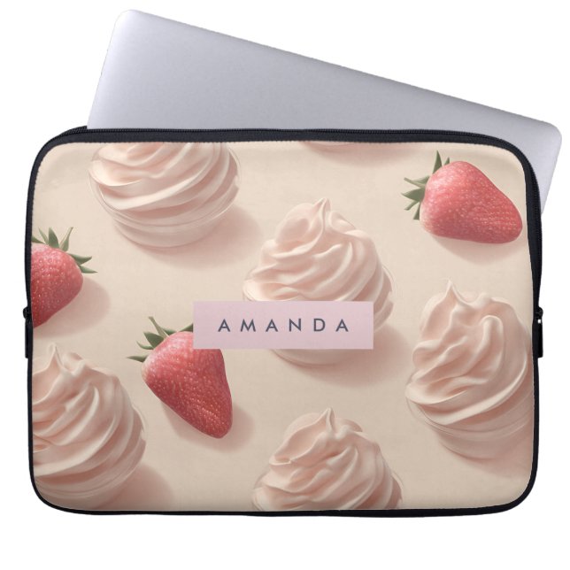 Personlig Cute Sweet Strawberry Pastel Laptop Fodral (Framsidan)