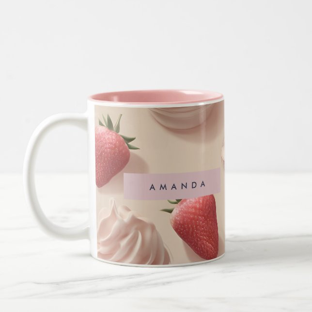 Personlig Cute Sweet Strawberry Pastel Två-Tonad Mugg (Vänster)