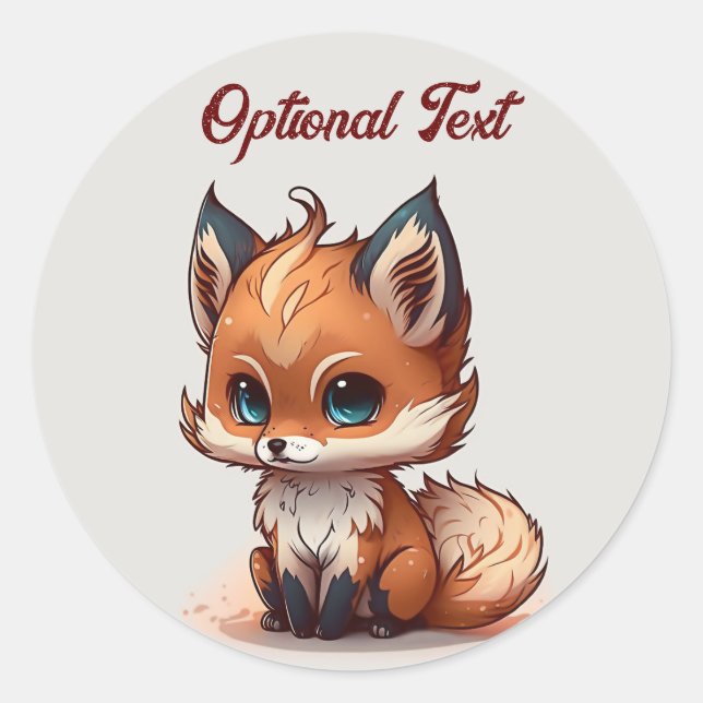 Personlig Cute Tecknad Fox Runt Klistermärke (Framsida)