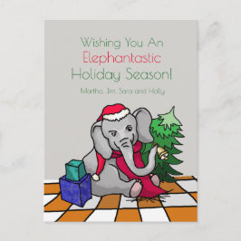 Personlig Cute Tecknad jul Elephant Helg Vykort