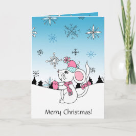 Personlig Cute Tecknad Mouse EEG en snöflinga Kort