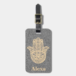 Personlig Cute turhamsa hand glitter silver Bagagebricka