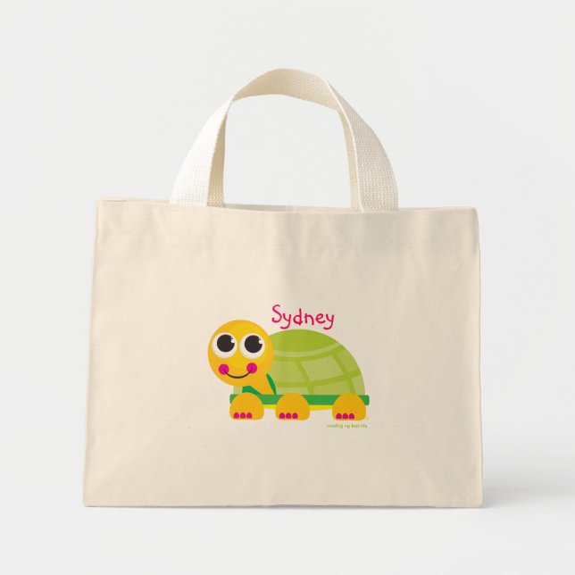 Personlig Cute Turtle Bag Mini Tygkasse (Framsidan)