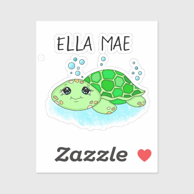 Personlig Cute Turtle Tecknad Namn Klistermärken (Ark)