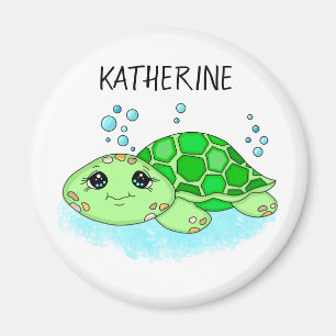 Personlig Cute Turtle Tecknad Namn Magnet