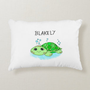 Personlig Cute Turtle Tecknad Namn Prydnadskudde