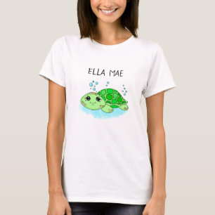 Personlig Cute Turtle Tecknad Namn T Shirt