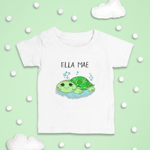 Personlig Cute Turtle Tecknad Namn T Shirt