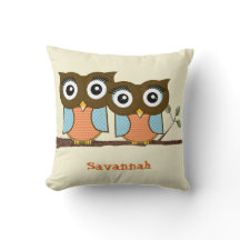 Personlig Cute Uggla Blue Orange Trendig Mönster