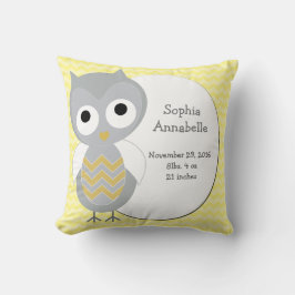 Personlig Cute Uggla Grått Chevron Pillow Kudde