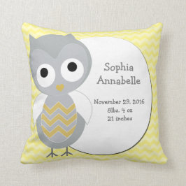 Personlig Cute Uggla Grått Chevron Pillow Kudde