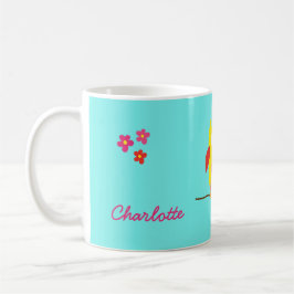 Personlig Cute Uggla Gult Rosa Illustration Kaffemugg
