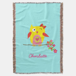 Personlig Cute Uggla Gult Rosa Illustration Mysfilt