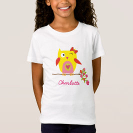 Personlig Cute Uggla Gult Rosa Illustration T Shirt