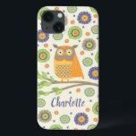 Personlig Cute Uggla Mönster<br><div class="desc">Det här är en roligt,  höft och trendig gult,  blått och grönt uggla Cell-telefonfodral. Enkel att anpassa den för en underbar gåva. Designad av Blackberry Boulevard.</div>