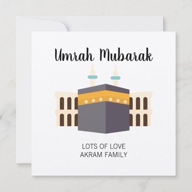 Personlig Cute Umrah Hajj Mubarak Islamic Card Tack Kort (Framsida)