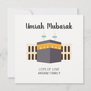 Personlig Cute Umrah Hajj Mubarak Islamic Card Tack Kort