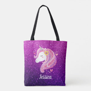 Personlig Cute Unicorn Girls School Tygkasse