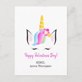 Personlig Cute Unicorn Lycklig Valentine Vykort