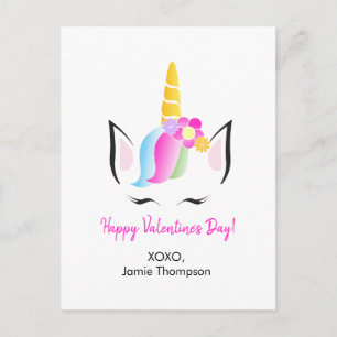 Personlig Cute Unicorn Lycklig Valentine Vykort