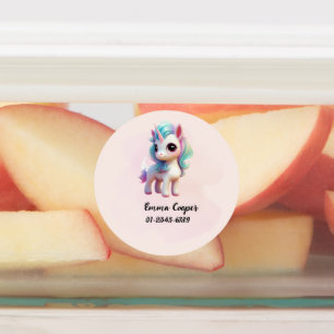 Personlig Cute Unicorn,Namn,Mobilt nummer Klistermärke