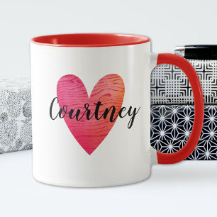 Personlig Cute Valentines day Red Heart Mugg