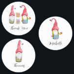 Personlig Cute Vintage jul Gnome Klistermärke<br><div class="desc">Vattenfärg Hand-målad</div>