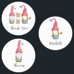 Personlig Cute Vintage jul Gnome Klistermärke<br><div class="desc">Vattenfärg Hand-målad</div>