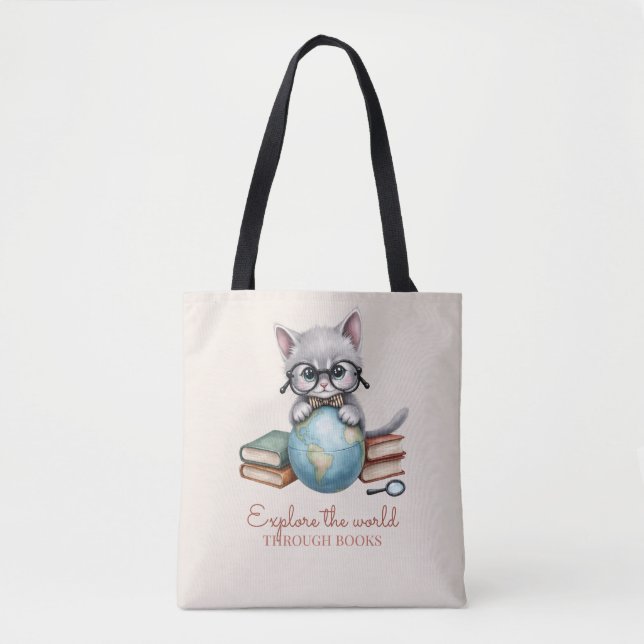 Personlig Cute "Wander Cat" Tygkasse (Framsida)