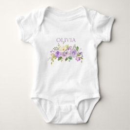 Personlig Cute Watercolor Blommigt Lila T Shirt