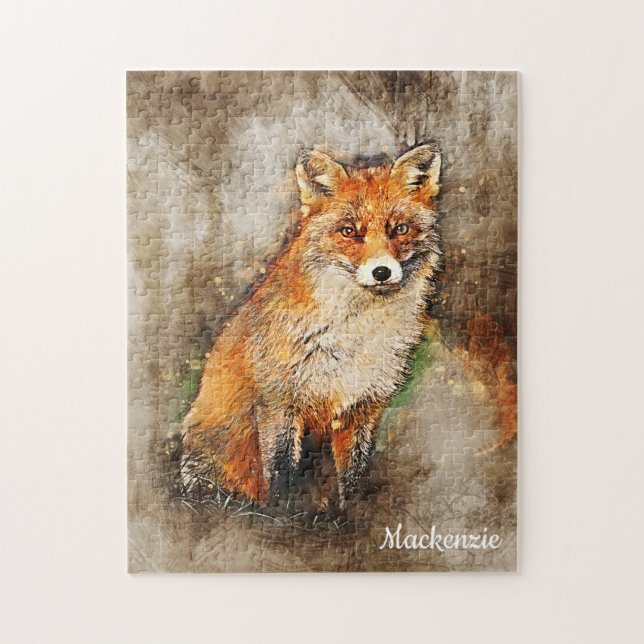 Personlig Cute Watercolor Fox Art Pussel (Vertikal)