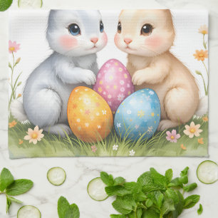 Personlig Cute Watercolor-Påskhare Kökshandduk