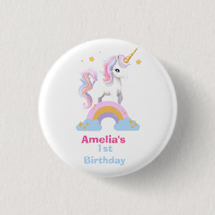 Personlig Cute Watercolor Rainbow Unicorn Knapp