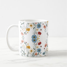 Personlig Cute Watercolor Rustic wildblomma Kaffemugg
