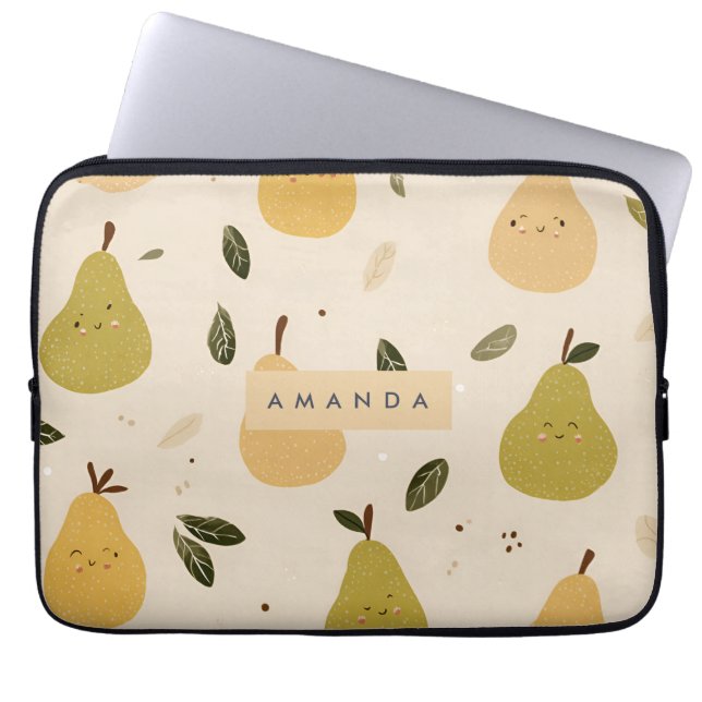 Personlig Cute Whimsical Pear Mönster Laptop Fodral (Framsidan)