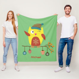 Personlig Cute Winter-Uggla-julgudstjänst Fleecefilt