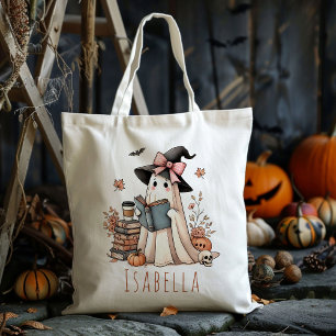 Personlig Cute Witch Ghost Bus eller godis Candy Tygkasse