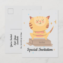 Personlig Cute Yoga Cat for Cat & Yoga Älskare Inbjudan Vykort