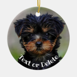 Personlig Cute Yorkie Puppy Julgransprydnad Keramik