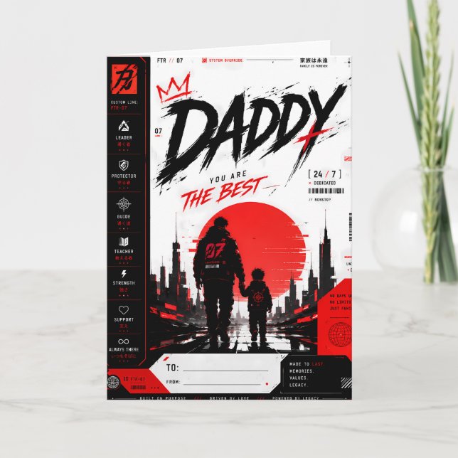 Personlig Cyberpunk Fars Dag-kort Kort (Framsida)