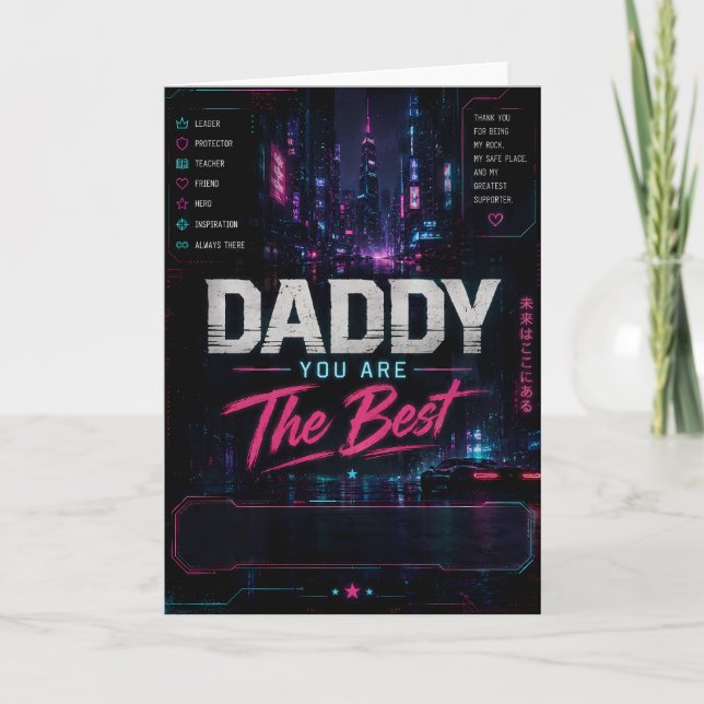 Personlig Cyberpunk Fars Dag-kort Kort (Framsida)