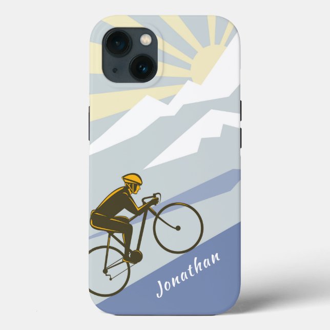 Personlig Cyclist Biking Up Mountain Road Bike (Baksida)