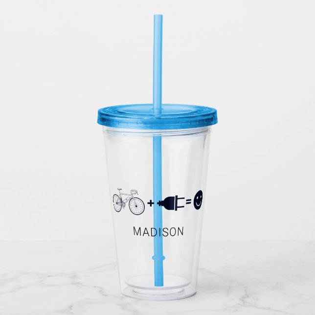 Personlig Cyclist e Bike gör mig Lycklig Take Away Mugg (Framsida)