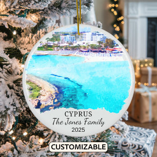 Personlig Cyprus Ornament, Cyprus Gift Julgransprydnad Keramik