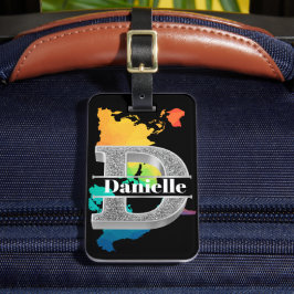 Personlig D Ursprungligt Silver Monogram Ditt namn Bagagebricka