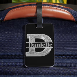 Personlig D Ursprungligt Silver Monogram Ditt namn Bagagebricka