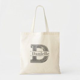 Personlig D Ursprungligt Silver Monogram Ditt namn Tygkasse