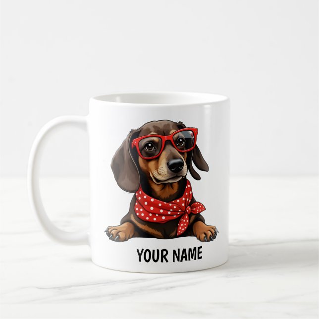 Personlig Dachshund Coffee Mugg - Cute Sause (Vänster)