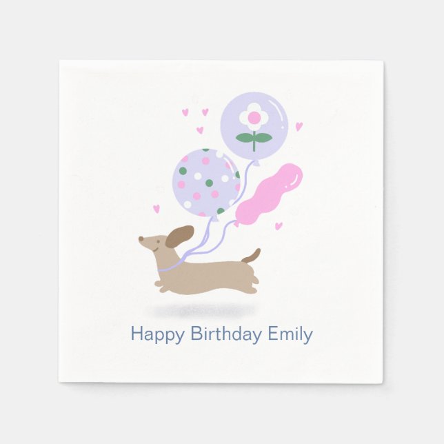 Personlig Dachshund Födelsedagsfest Hund älskare Pappersservett (Framsidan)
